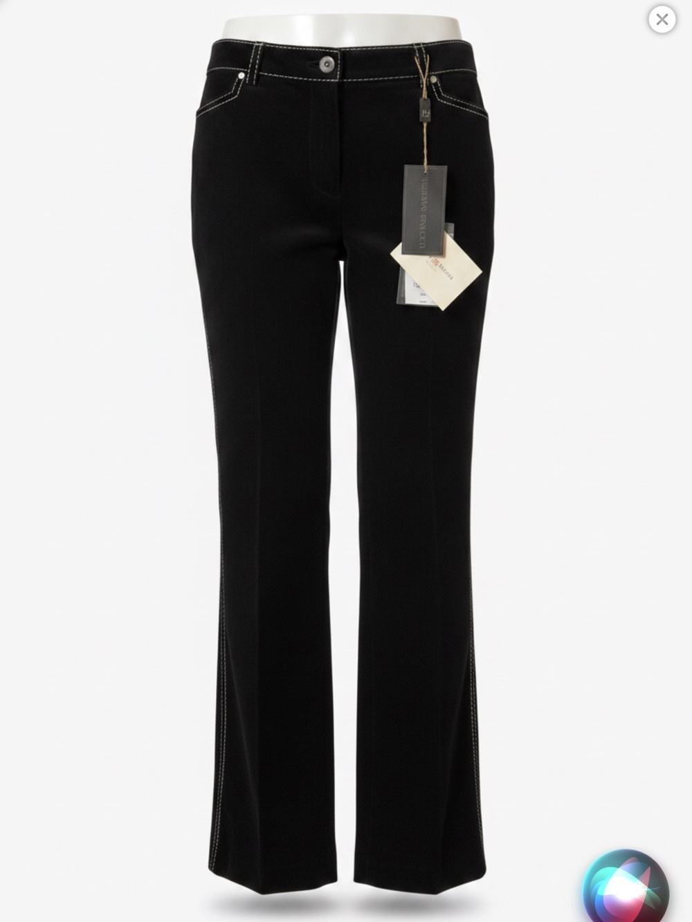 Luciano Barbera Black Leather Pants with Contrast Stitching